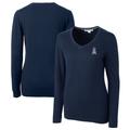 Women's Cutter & Buck Navy Los Angeles Angels Americana Logo Lakemont Tri-Blend V-Neck Pullover Sweater