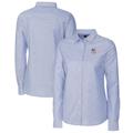 Women's Cutter & Buck Light Blue New York Yankees Americana Logo Oxford Stretch Long Sleeve Button-Up Shirt