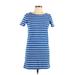 J.Crew Factory Store Casual Dress - Shift Crew Neck Short sleeves: Blue Print Dresses - Women's Size X-Small