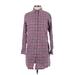 Uniqlo Casual Dress - Shirtdress Collared 3/4 sleeves: Red Plaid Dresses - Women's Size X-Small