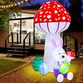 The Holiday Aisle® Bunny Lean Against a Giant Mushroom Holding Easter Eggs Inflatable Polyester | 72 H x 40 W x 40 D in | Wayfair