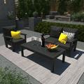 Highwood USA Bespoke Deep Seating Loveseat, Chair & Conversation Outdoor Table Plastic in Black | Wayfair AD-DSLS03-JB-BKE