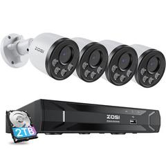 ZOSI 8CH PoE Security Camera System w/ 2TB HDD, 4MP Outdoor PoE Cameras w/ Audio, Motion Sensor in White | 15 H x 12 W x 6 D in | Wayfair