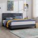 Mixoy Platform Bed Frame, Sturdy Frame with Adjustable Ergonomic Headboard,Stylish Velvet Upholstered Headboard with Backrest