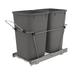 Rev-A-Shelf Double Pull Out Trash Can 27 Qt for Kitchen Gray RV-15KD-13C-S