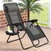 MF Studio Zero Gravity Padded Chair Folding Outdoor Patio Recliner with Adjustable Headrest and Cup Holder Gray