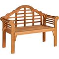 Outdoor Wood Bench 4 Ft Foldable Eucalyptus Garden Bench Two Person Loveseat Chair Solid with Curved Backrest and Armrest Ideal for Patio Porch or Balcony (Teak)