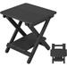 NALONE Adirondack Folding Table 15.7 Outdoor Side Table HDPE Plastic Double End Table Portable for Camping Patio Picnic Porch Deck (Black)