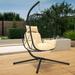 Egg Chair with Stand Patio Wicker Hanging Chair Egg Chair Hammock Chair with UV Resistant Cushion and Pillow for Indoor Outdoor Patio Backyard Balcony Lounge Rattan Swing Chair JA2440