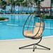 Egg Chair with Stand Patio Wicker Hanging Chair Egg Chair Hammock Chair with UV Resistant Cushion and Pillow for Indoor Outdoor Patio Backyard Balcony Lounge Rattan Swing Chair JA2440