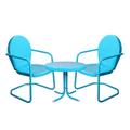 Northlight 3-Piece Retro Metal Tulip Chairs and Side Table Outdoor Set Sky Blue