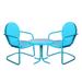 Northlight 3-Piece Retro Metal Tulip Chairs and Side Table Outdoor Set Sky Blue