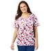 Plus Size Women's Scoopneck Scrub Top by Comfort Choice in White Heart (Size 1X)