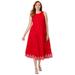Plus Size Women's Sleeveless Eyelet Poplin Dress by Jessica London in Vivid Red Eyelet (Size 14 W)