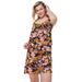 Plus Size Women's Tank Overlay Knit Romper by ellos in Black Pink Print (Size 26/28)