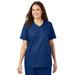 Plus Size Women's V-Neck Scrub Top by Comfort Choice in Evening Blue (Size L)