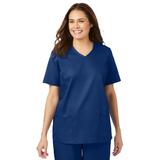 Plus Size Women's V-Neck Scrub Top by Comfort Choice in Evening Blue (Size 2X)