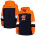 Women's Navy Detroit Tigers Plus Size Colorblock Pullover Hoodie