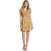 Jessica Simpson Dresses | Jessica Simpson Wrap Dress Golden Rod Floral Size L | Color: Gold/Pink | Size: L