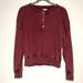 American Eagle Outfitters Tops | American Eagle Ahh-Mazingly Soft Maroon Cropped Henley Sweatshirt Womens Sz M | Color: Red | Size: M