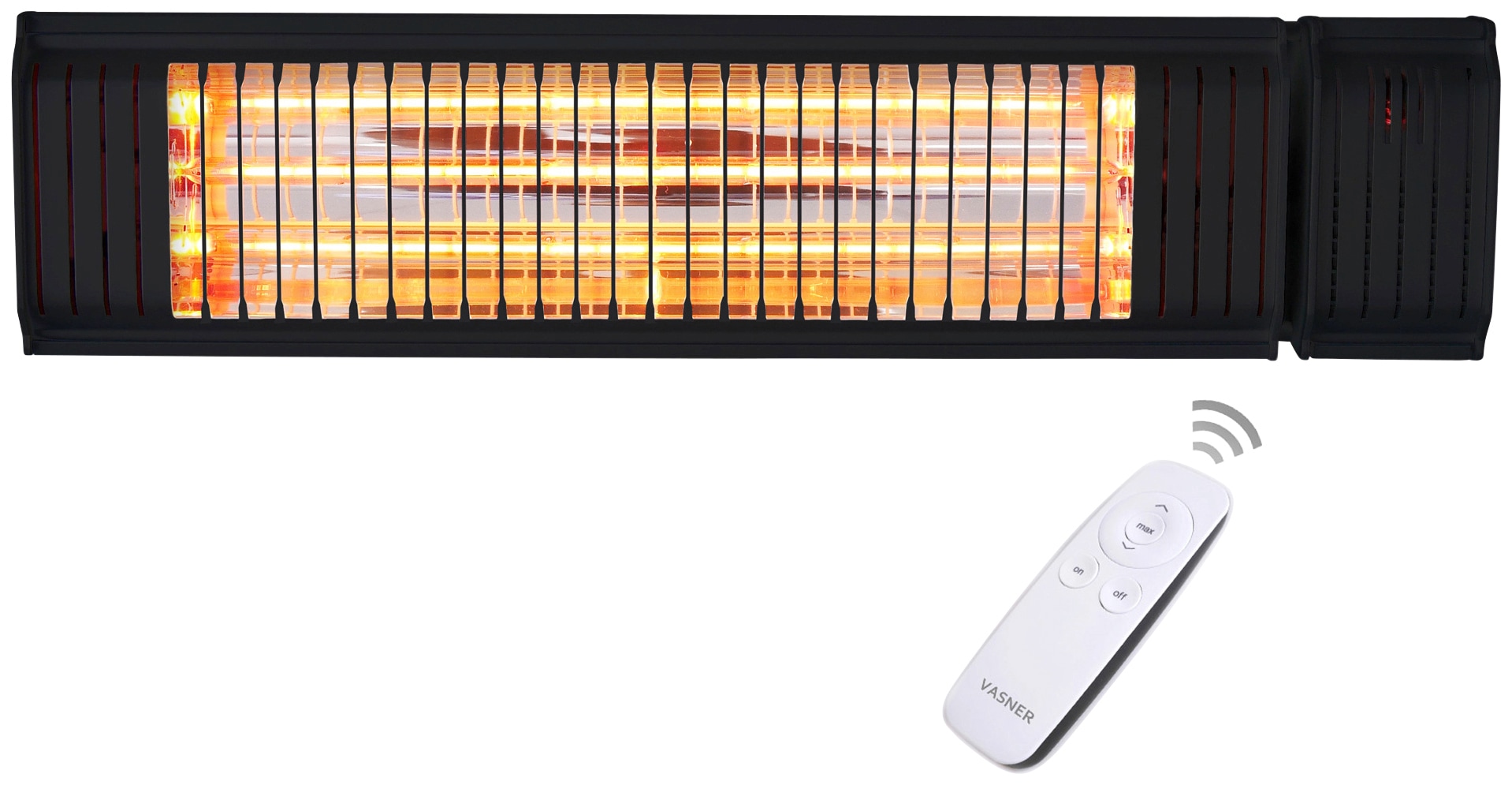VASNER Terrassenstrahler "Bluetooth, schwarz, Appino 20", schwarz, B:55,6cm H:17,5cm T:13cm, Heizstrahler, Wand / Decke mit Appsteuerung
