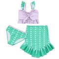 Toddler Little Girls Bathing Suits 3 Piece Swimsuit Summer Bikini Tankini Sets with Cover Up Skirt Beach Swimwear for 1-6 Years