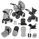 Ickle Bubba Stomp Luxe All-in-One Travel System with Isofix Base (Galaxy) - Black/Pearl Grey/Black