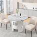 42.12" Modern Round Dining Table with Printed Marble Table Top for Dining Room, Kitchen, Living Room, Chairs Not Included