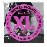 D'Addario EXL120 XL Nickel Wound Electric Guitar Strings - .009-.042 Super Light (3-pack)