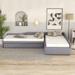 L-Shaped Upholstered Twin Daybed for Max 3 Person Use, Gray