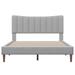 Queen Size Upholstered Platform Bed Frame with Vertical Channel Tufted Headboard, No Box Spring Needed