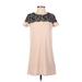 H&M Casual Dress - Shift Crew Neck Short sleeves: Ivory Dresses - Women's Size X-Small