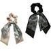 Pack of 2 Knotted Bow Hair Elastic Hair Scarf Hair Ribbon Scrunchy Ponytail Holder for Women and Girls