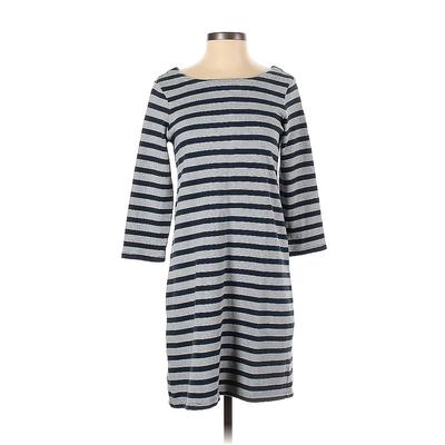 Gap Casual Dress - Shift Boatneck 3/4 Sleeve: Gray Stripes Dresses - Women's Size Small