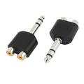 Unique Bargains 2Pcs 6.5mm 1/4 Male to Double RCA Female F/M Stereo Audio Adapter Coupler