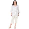 Plus Size Women's Classic Linen Buttonfront Shirt by Catherines in Natural Palms Print (Size 3X)