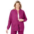 Plus Size Women's Snap Front Scrub Jacket by Comfort Choice in Raspberry (Size L)