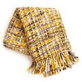 MacKenzie-Childs Golden Yellow Basket Weave Throw Plastic/Acrylic in Brown | 70 H x 50 W in | Wayfair 72332-1210