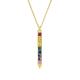 LATELITA Obelisk Rainbow Pendant Necklace 18ct Gold Plated Sterling Silver Lab Created Rectangular Quartz Multicoloured Gold