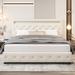 Wade Logan® Atrayu Upholstered LED Platform Bed w/ 4 Storage Drawers Velvet, Leather in White | 44.1 H in | Wayfair