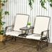 Outsunny 2-Person Outdoor Glider Bench W/Center Table, Frame For Backyard Garden Porch, Beige in Brown/White | 39.25 H x 58.25 W x 32 D in | Wayfair