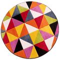 Lord of Rugs Quality Handcarved Geometric Design Rainbow Multi Coloured Living Room Dining Table Rug Destin Multi Circle 133x133 cm (4'5"x4'5") Round