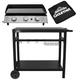 Dellonda 3 Burner Portable Gas Plancha 7.5kW BBQ Griddle, Stainless Steel, Supplied with Water Resistant Cover & Trolley - DG250