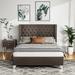 House of Hampton® Upholstered 2 Piece Bedroom Set Platform Bed & Nightstand w/ Button Tufted Upholstered in Brown | 52 H x 67 W x 87.5 D in | Wayfair