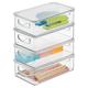 mDesign Plastic Storage Bin Box Container Lid Handles 4 Pack Clear