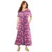 Plus Size Women's Open-Shoulder Pocket Maxi Dress by Catherines in Pink Burst Floral (Size 0X)