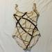 Michael Kors Swim | Michael Kors Cream And Gold One Piece Chain Swimsuit Bathing Suit Women's 8 | Color: Cream/Gold | Size: 8