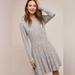 Anthropologie Dresses | Anthropologie Dolan Gray Fleece Knit Ling Sleeve Sweater Dress Pleated | Color: Gray/Silver | Size: L