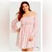 Torrid Dresses | Mini Challis Off-Shoulder Skater Dress ~ Nwt Size 2 Torrid | Color: Pink/White | Size: 18w