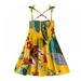 AJZIOJIRO Little Girl s Girl Off-Shoulder Dress Boho Front Sleeveless Flared Short Dress